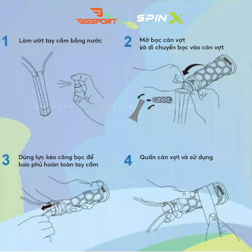 Bọc Cán Vợt Chính Hãng Pickleball SpinX Chính Hãng - Chắc Chắn - Hỗ Trợ Cầm Vợt Chắc Chắn Hơn - Bền Bỉ